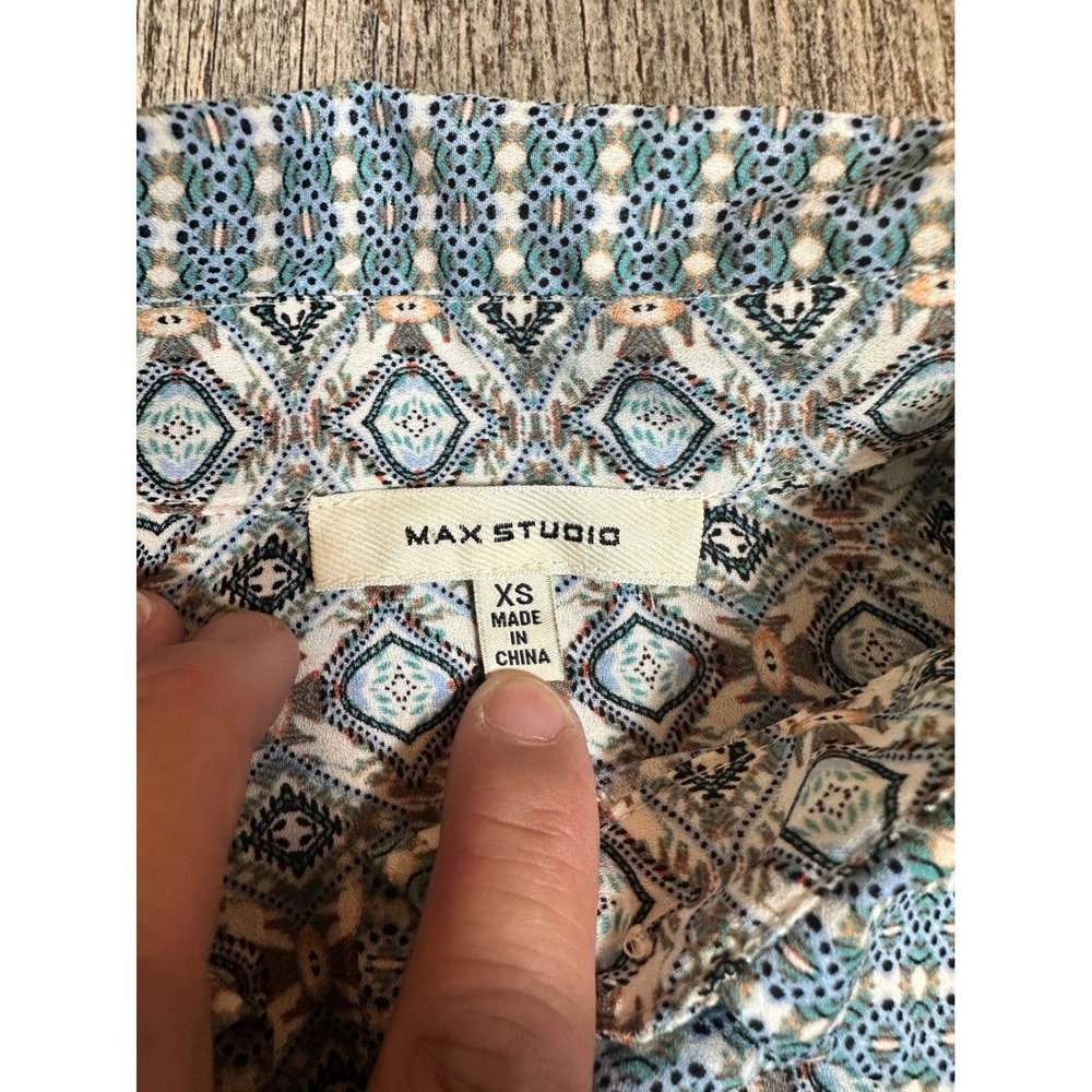 Max Studio Blue Patterned Blouse - Picture 3 of 10